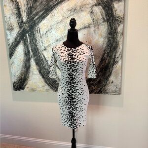 French Connection Black and White Mid Sleeve Dress